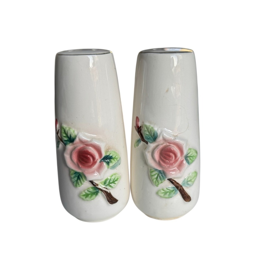 Vintage Japanese Floral Salt And Pepper Shakers Ceramic And Porcelain